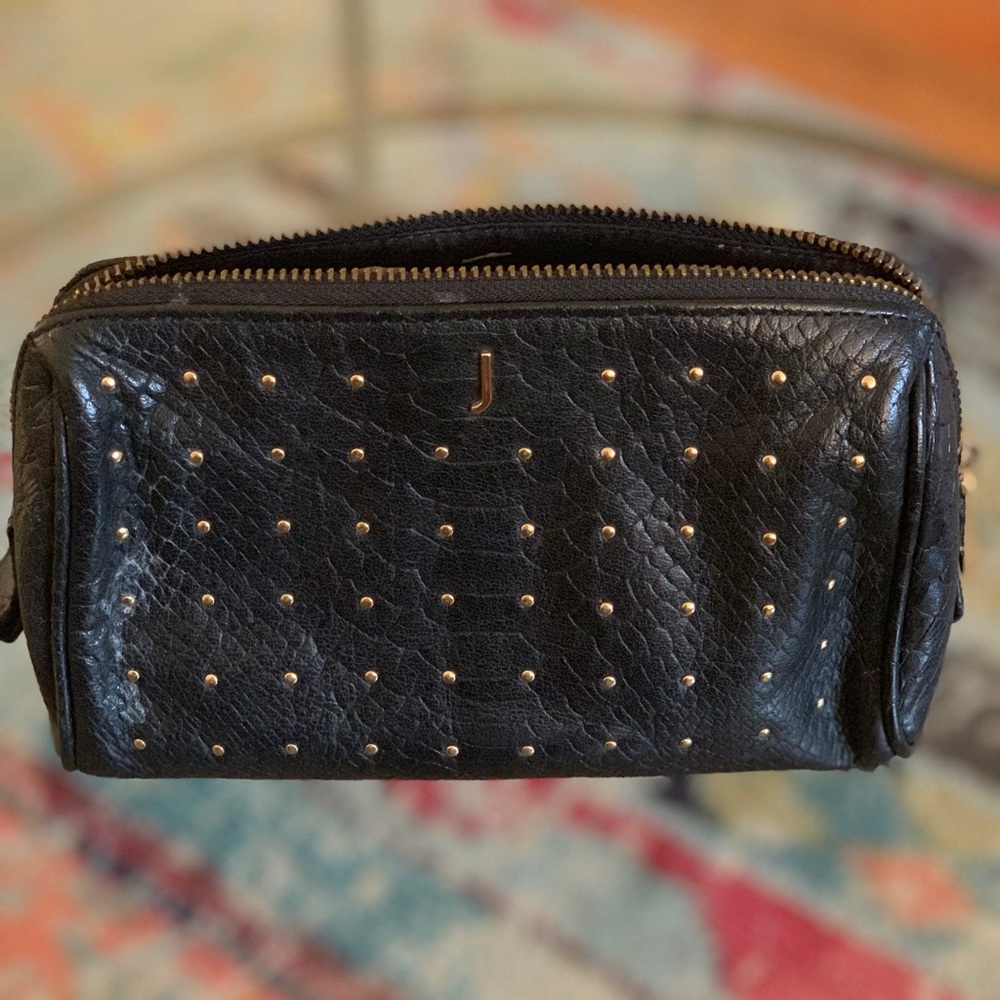 Snakeskin J initial makeup bag